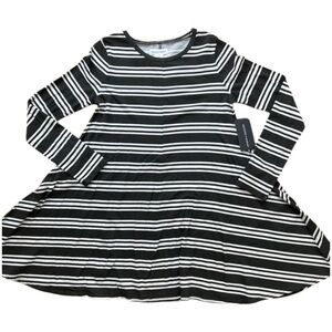 Melrose and Market NWT gray white striped long sleeve Dress Girls Large A-Line